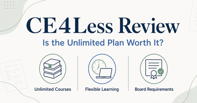 CE4Less Unlimited Plan review for therapists covering courses, flexible learning, and licensing requirements