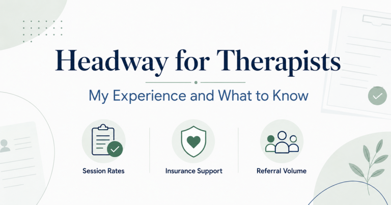 Headway for therapists review covering session rates, insurance support, and referral volume